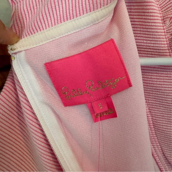 Lilly Pulitzer NWT Tisbury Prosecco Pink Striped Ruffle Dress - Picture 5 of 6